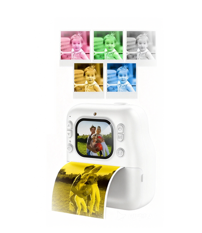Cámara Digital con Impresora Térmica Blanca+ 4 rollos de impresión de colores TG24126B