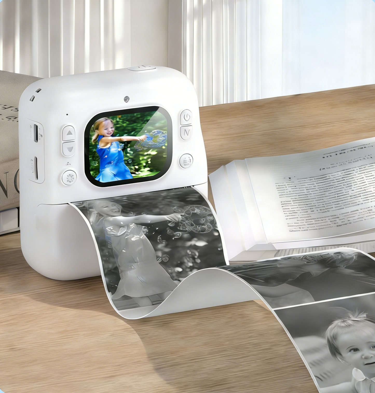 Cámara Digital con Impresora Térmica Blanca+ 4 rollos de impresión de colores TG24126B