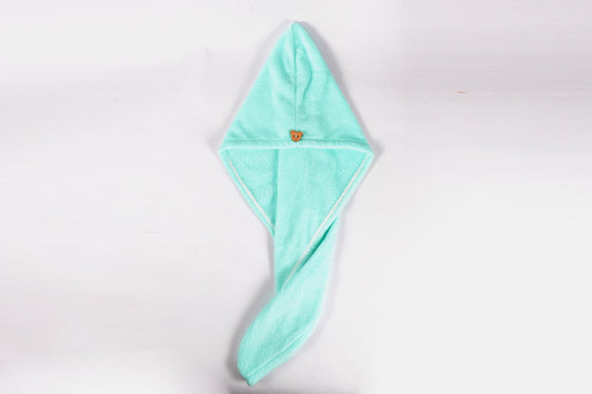 Toalla-gorro de microfibra para secar el pelo verde TL24101